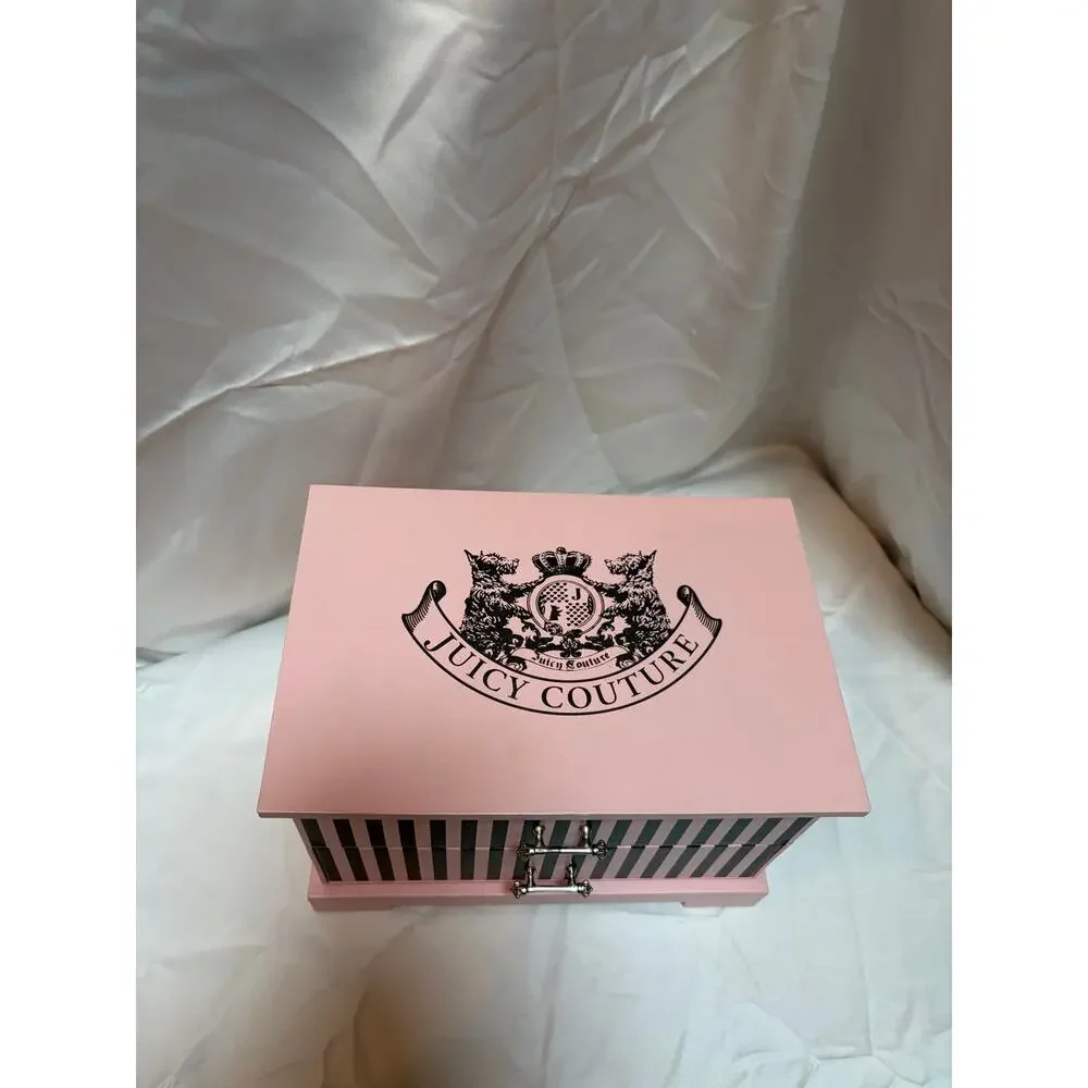 Vintage Juicy Couture Pink & Black Striped Jewelry Box
